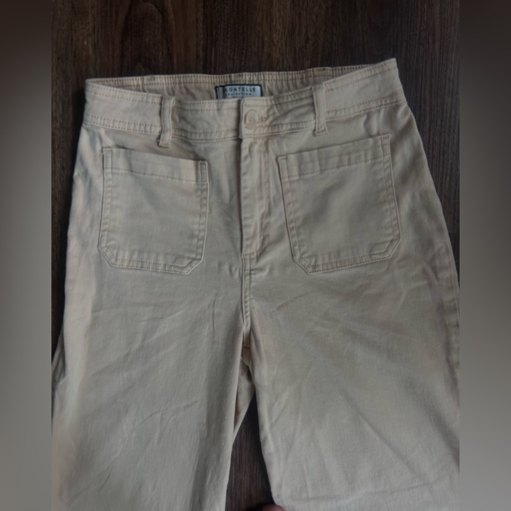 BAGATELLE High Rise Straight Flare Leg Pants Peach Cream Boho Retro Casual Sz 6 - Picture 6 of 11